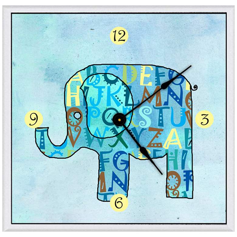 Image 1 Children&#39;s Blue Elephant 11 inch Square Clock