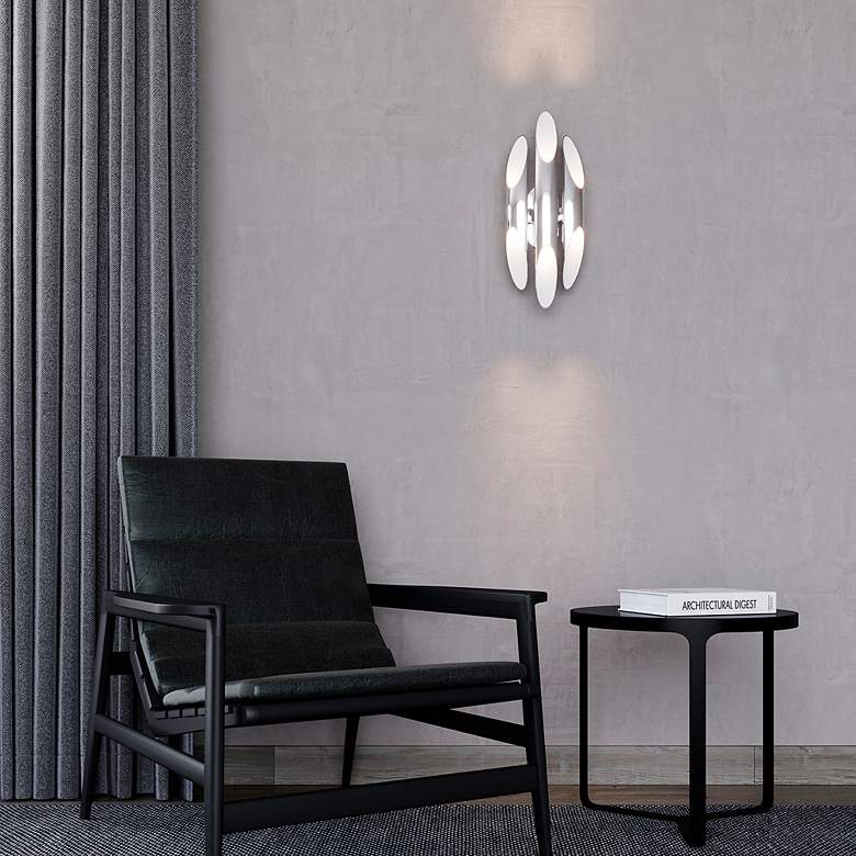 Image 3 Chimes 18" High Polished Chrome Triple Wall Sconce more views