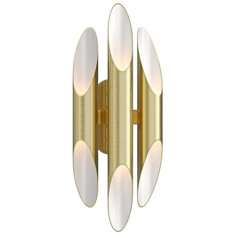 Image 1 Chimes 18 inch High Satin Brass Triple Wall Sconce