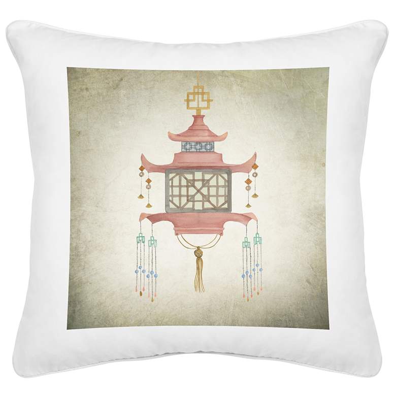 Image 1 Chinese Lantern II White Canvas 18 inch Square Pillow