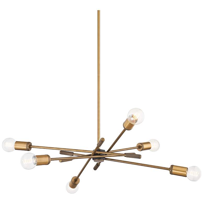 Image 1 Chino 43 3/4" Wide Patina Brass 6-Light Chandelier