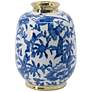 Chinoiserie 10.6" Blue and White Vase w/ Gold Trim