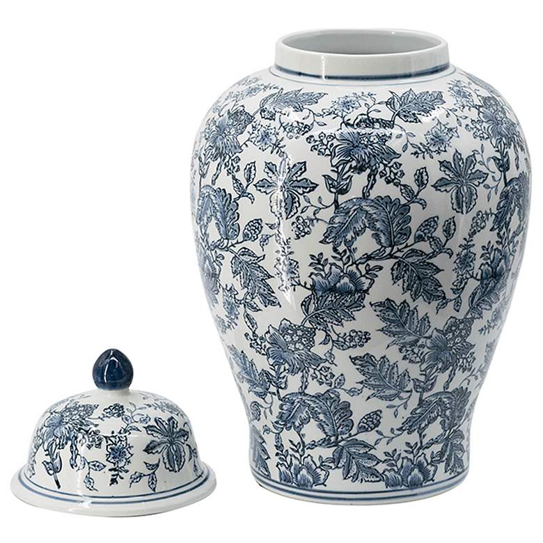 Image 4 Chinoiserie 23.2" Blue and White Ginger Jar w/ Handled Lid more views