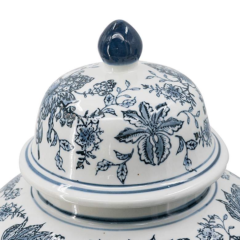 Image 6 Chinoiserie 23.2" Blue and White Ginger Jar w/ Handled Lid more views