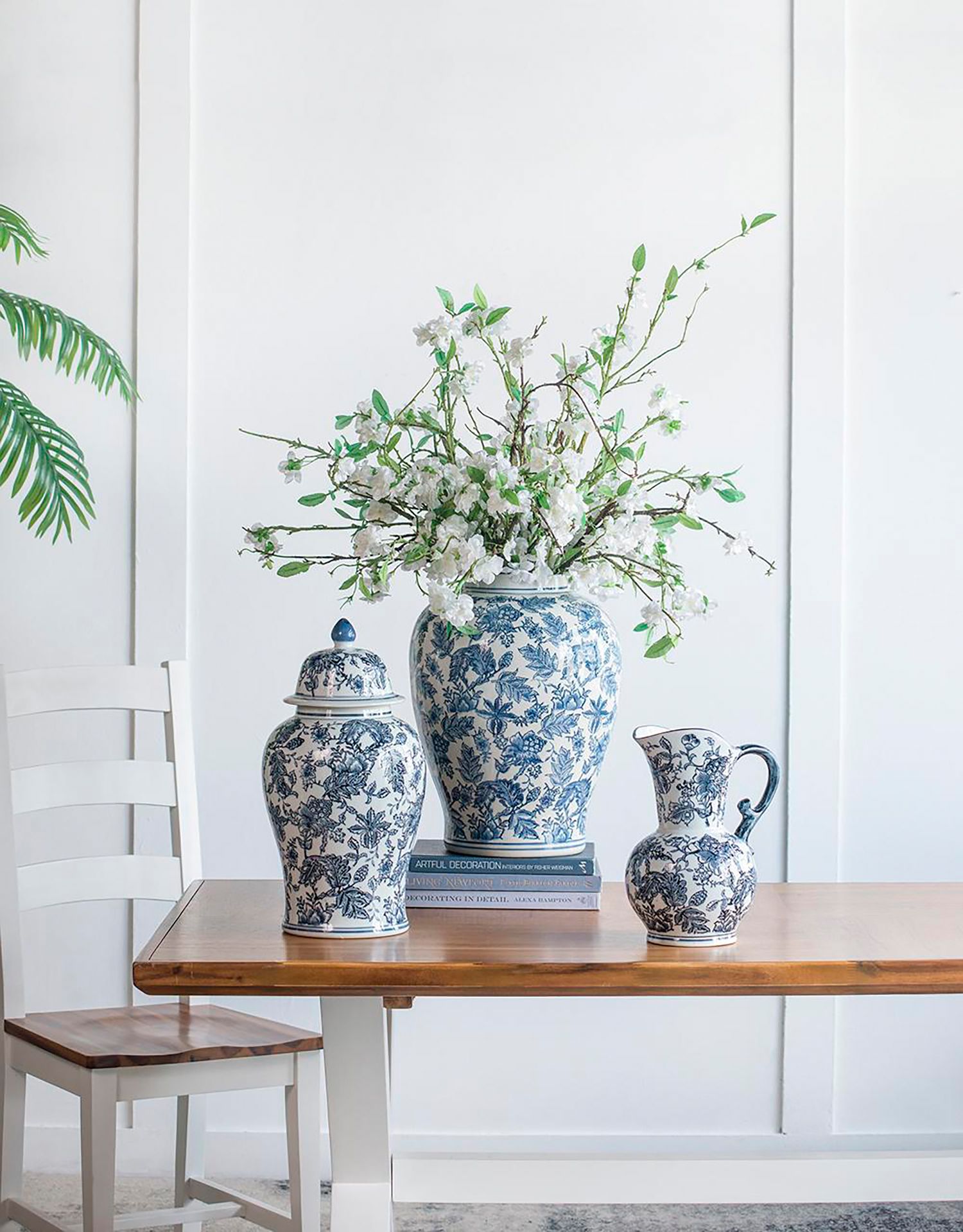 Chinoiserie 23 1/4" High Blue and White Ginger Jar with Lid