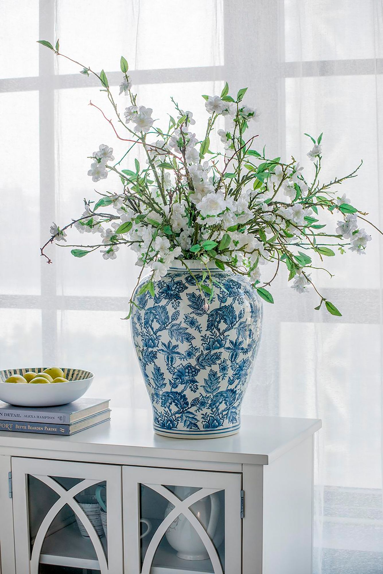 Chinoiserie 23 1/4" High Blue and White Ginger Jar with Lid