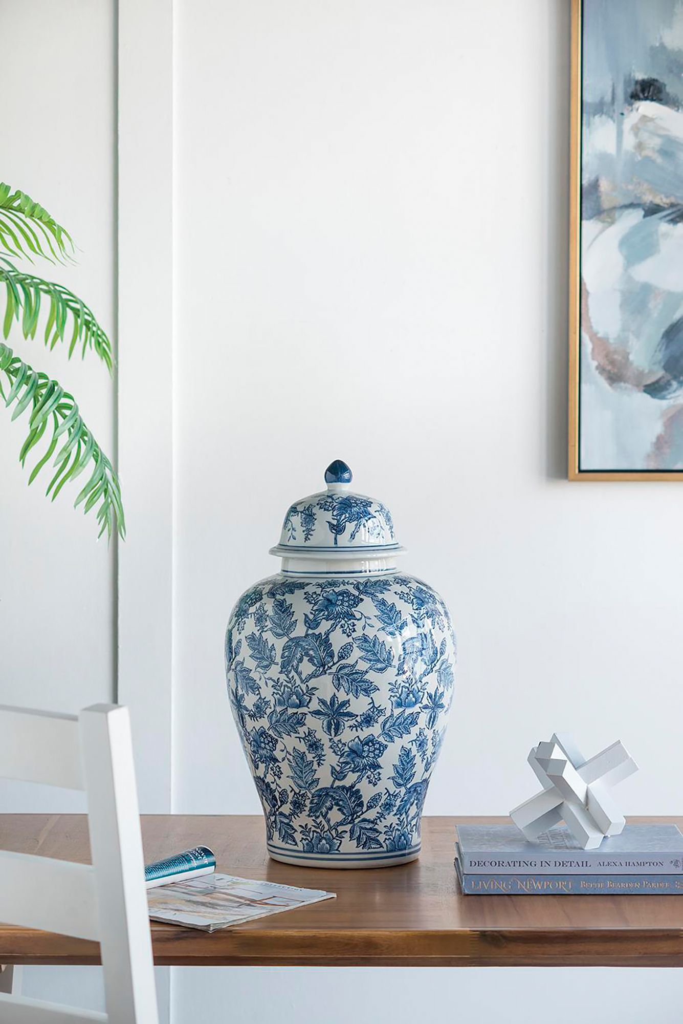 Chinoiserie 23 1/4" High Blue and White Ginger Jar with Lid