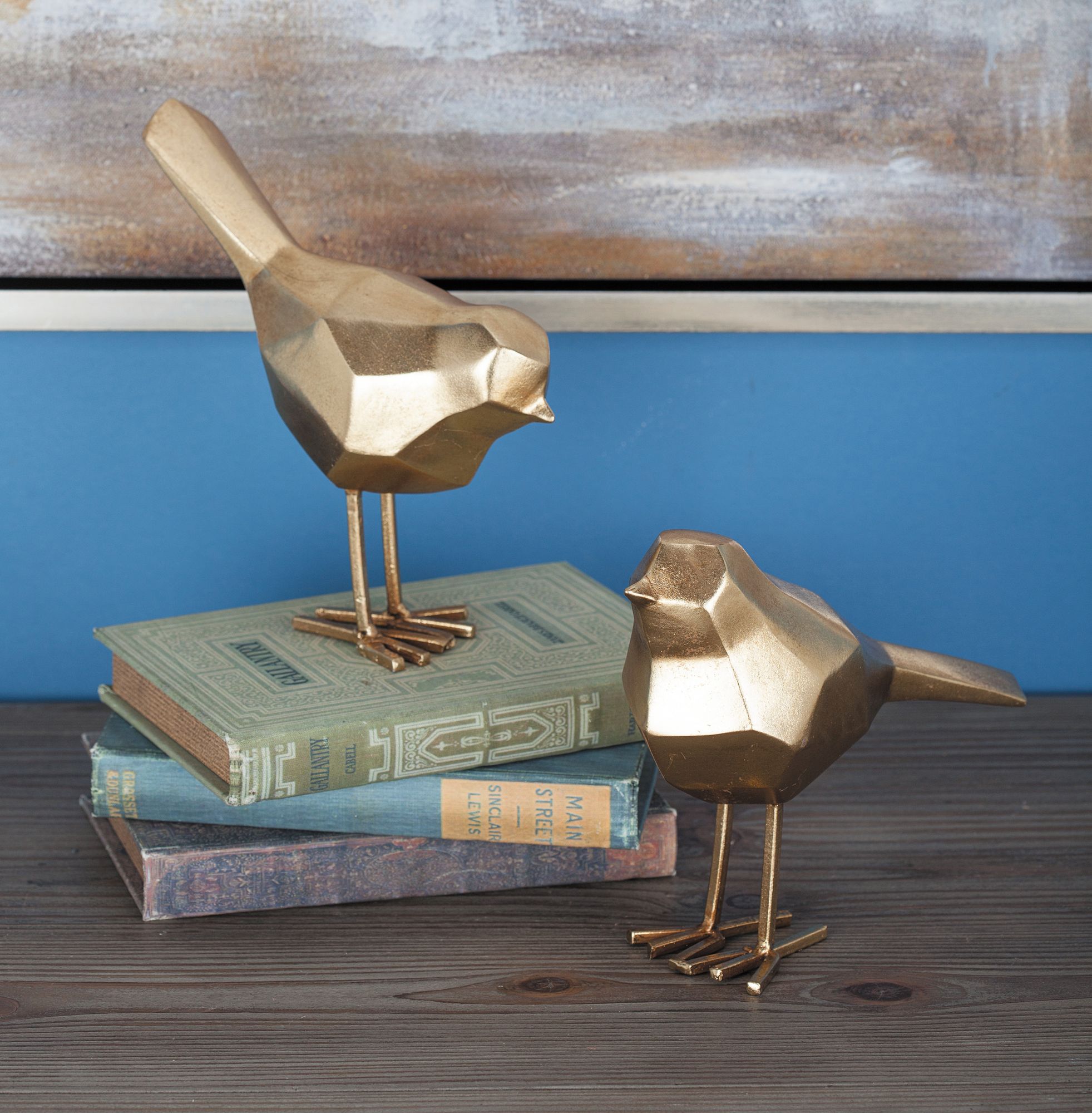 Image 3 Chirpers Shiny Gold 2-Piece Decorative Bird Figurines Set more views