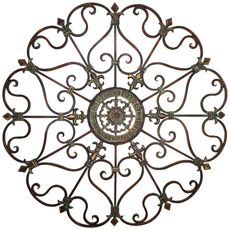 Image 1 Chisana Rust Bronze 29" Round Metal Wall Art