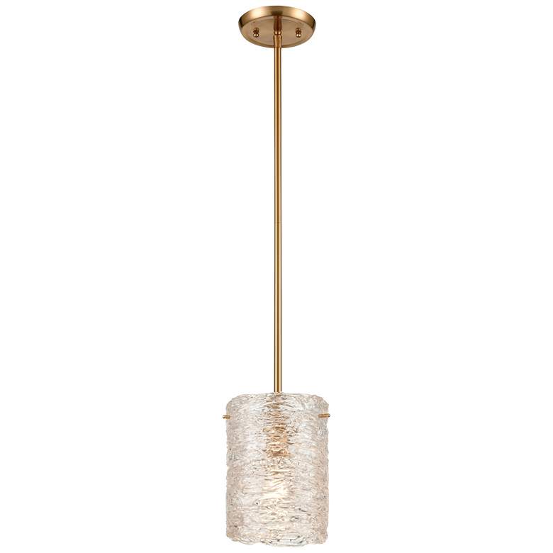 Image 1 Chiseled Ice 7 Wide 1-Light Mini Pendant Satin Brass