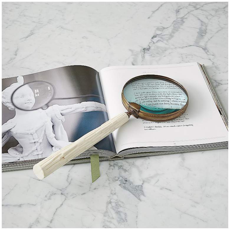 Image 1 Chiseled Natural White 17" Wide Buffalo Bone Magnifying Glass