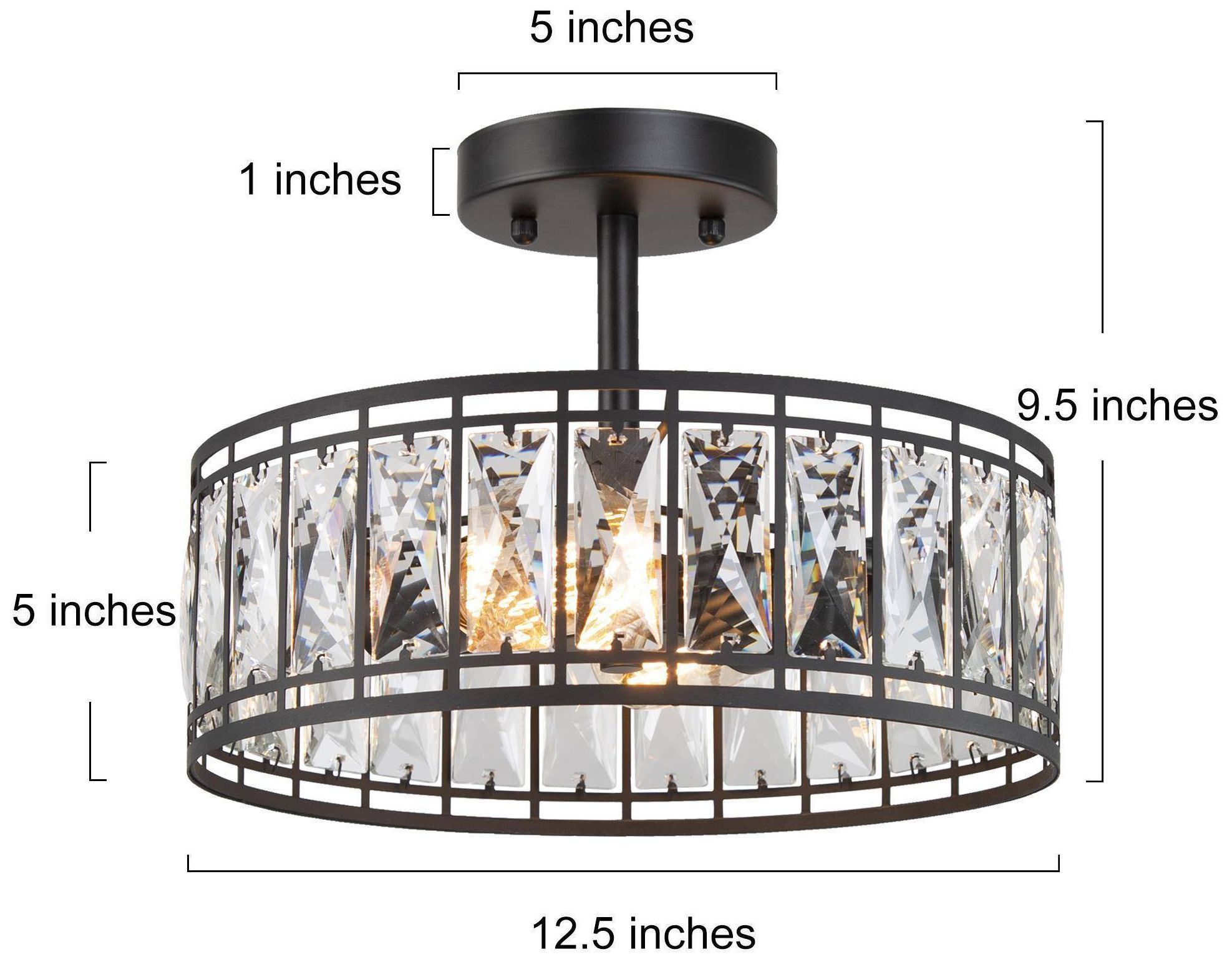 Image 2 Chispa 2-Light Black Crystal Drum Ceiling Light - Made to Order more views