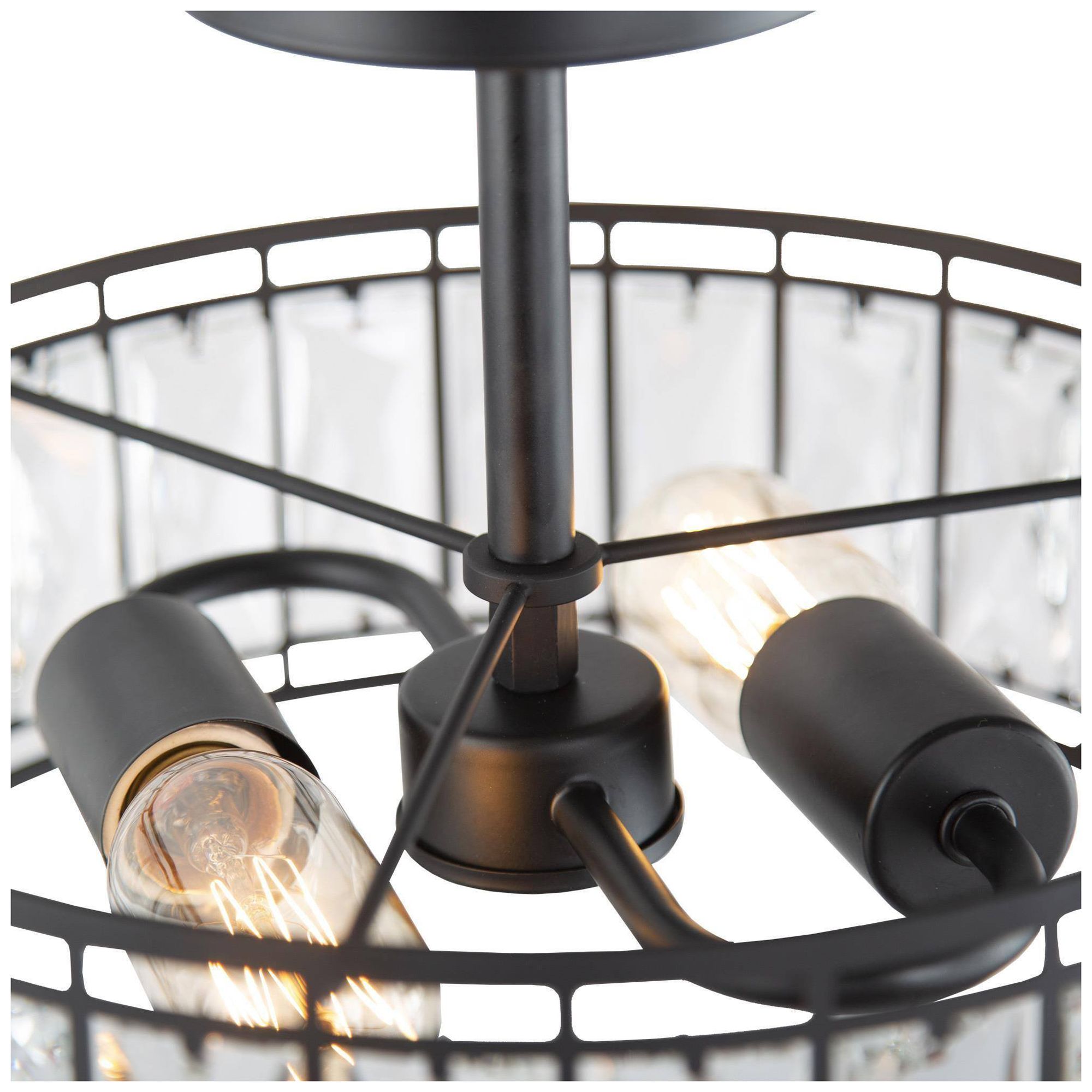 Image 3 Chispa 2-Light Black Crystal Drum Ceiling Light - Made to Order more views