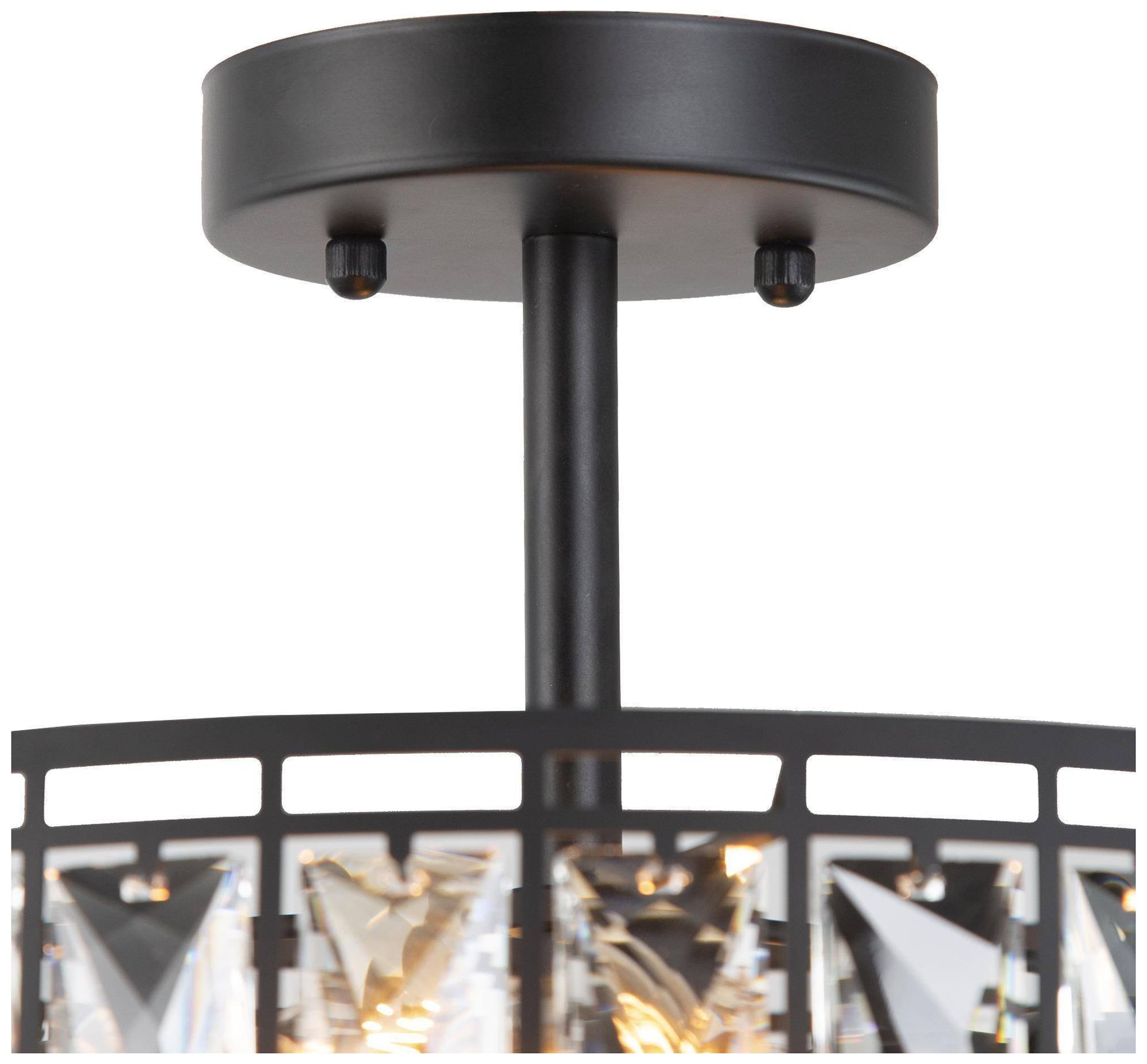 Image 4 Chispa 2-Light Black Crystal Drum Ceiling Light - Made to Order more views