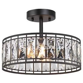 Image1 of Chispa 2-Light Black Crystal Drum Ceiling Light