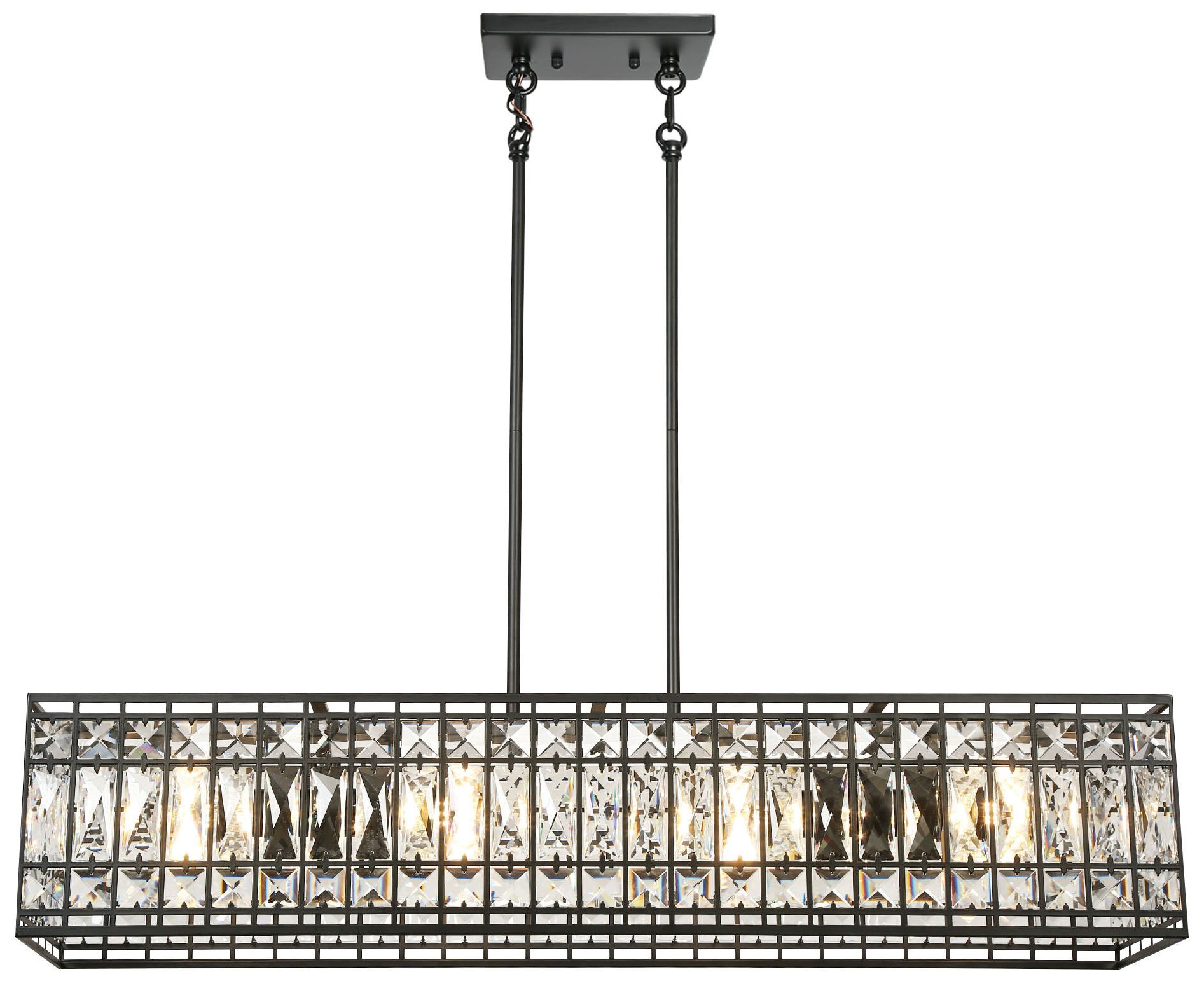 Chispa 4-Light Black Crystal Island Chandelier - Made to Order