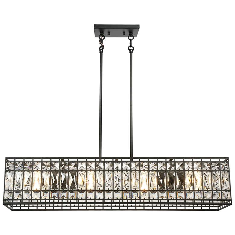 Image 1 Chispa 4-Light Black Crystal Island Chandelier