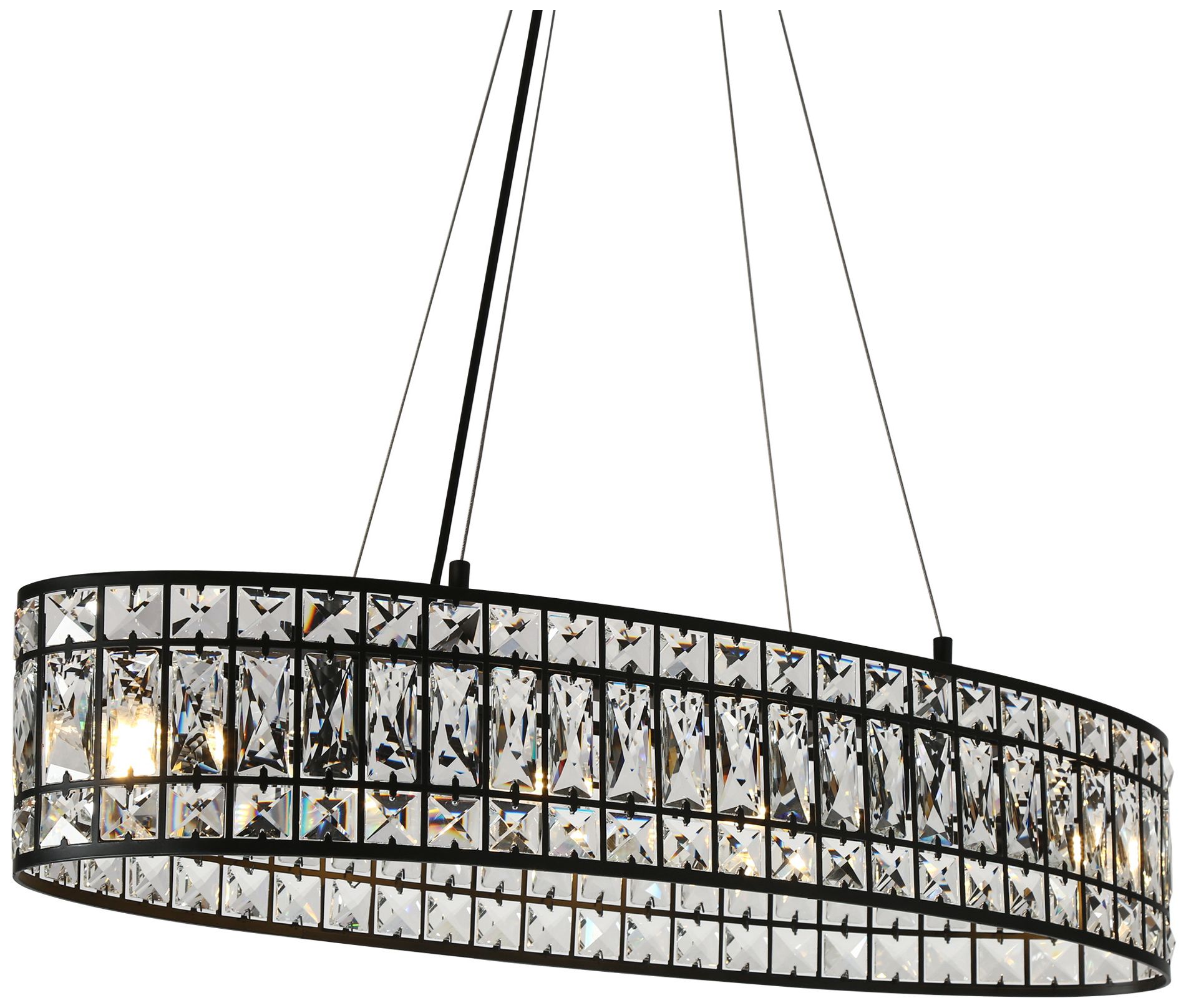 Chispa 4-Light Black Crystal Island Chandelier