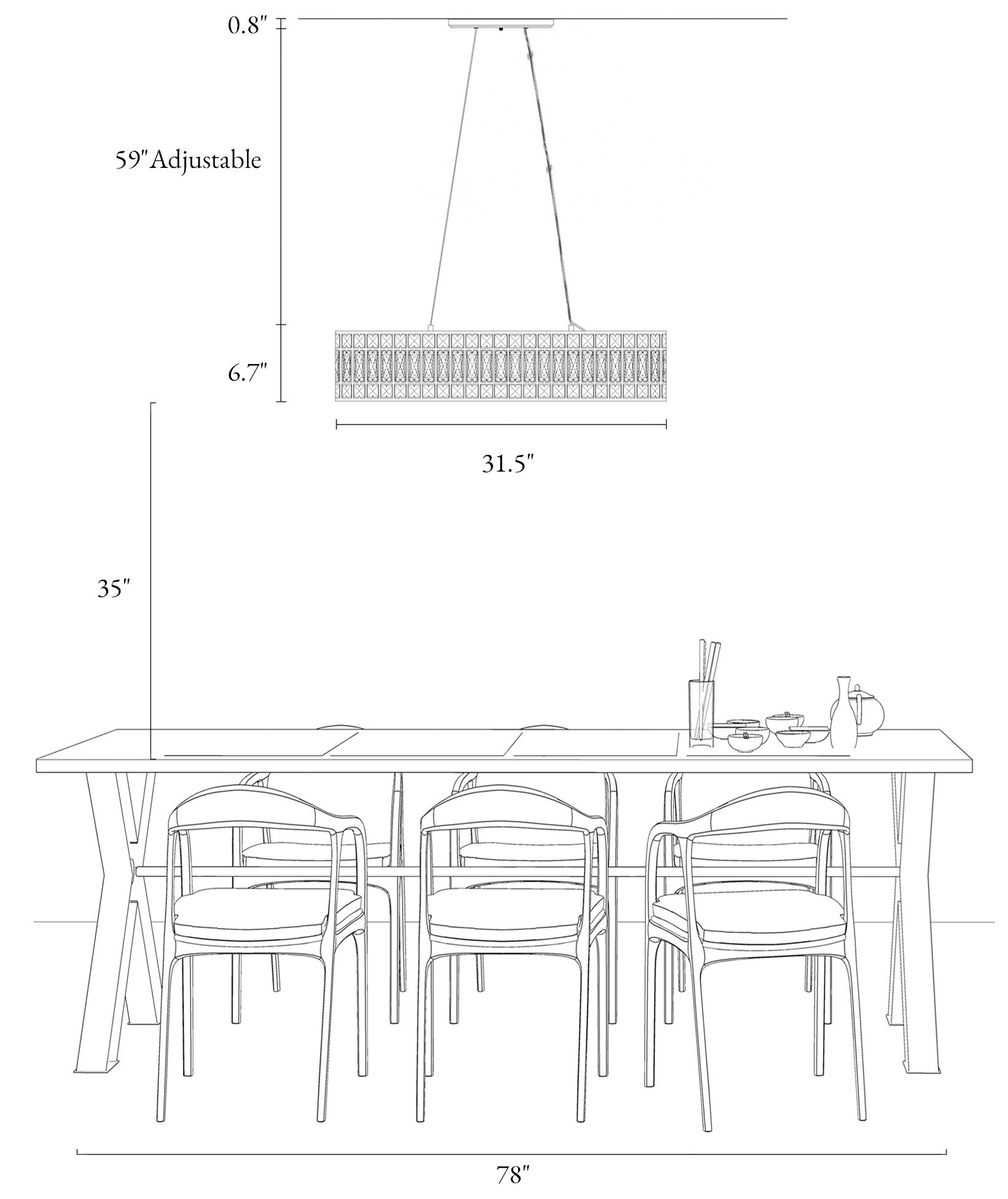 Chispa 4-Light Black Crystal Island Chandelier