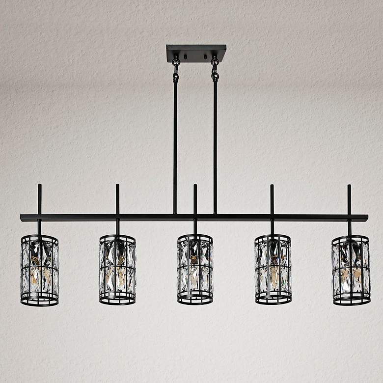 Image 1 Chispa 45 1/4" Wide Matte Black 5-Light Island Chandelier