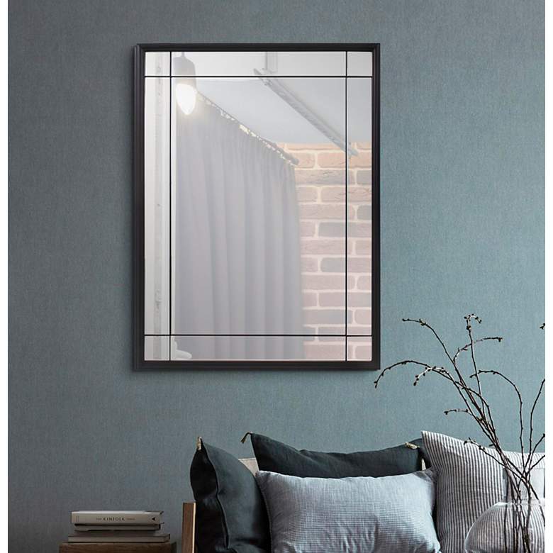 Image 4 Chiverny Matte Black 30" x 40" French Panel Wall Mirror more views