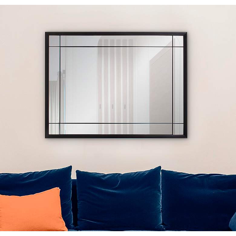 Image 5 Chiverny Matte Black 30" x 40" French Panel Wall Mirror more views