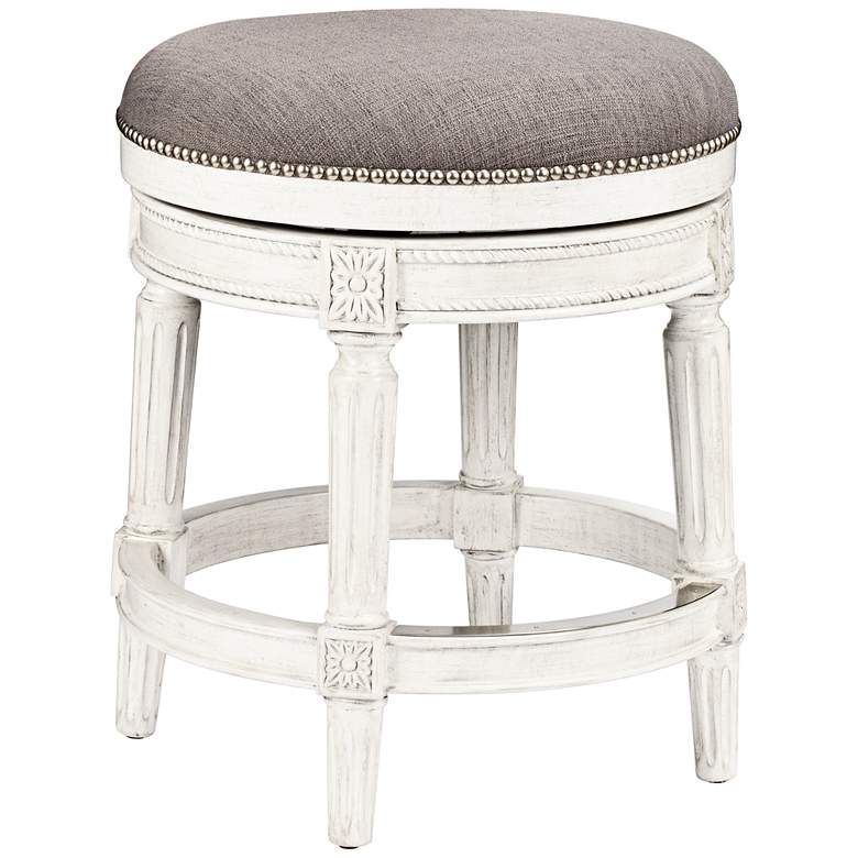 Image 1 Chloe 24 inch Pewter Fabric Vintage Gray Swivel Counter Stool