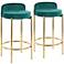 Chloe 25 1/2" Green Velvet Counter Stools Set of 2