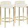 Chloe 25 1/2" Modern White Velvet and Gold Counter Stools Set of 2