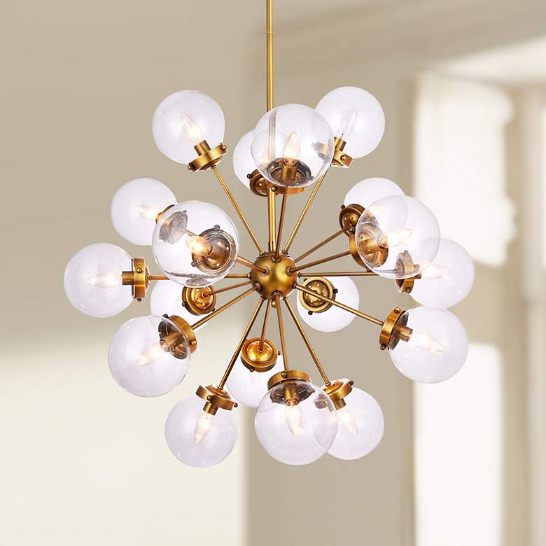 Image 1 Chloe 26.5" Wide Brass Metal Chandelier With Clear Glass Globes