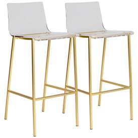 Image1 of Chloe 30" Clear Acrylic and Gold Modern Luxe Bar Stools Set of 2