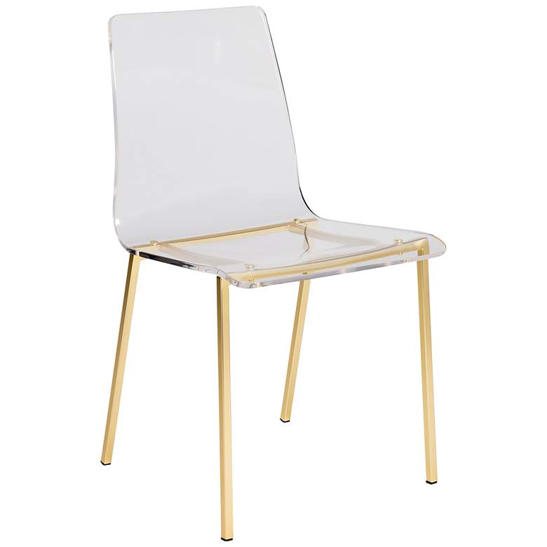 Image 7 Chloe 33 inch Clear Acrylic Matte Brushed Gold Side Chairs Set of 2 more views