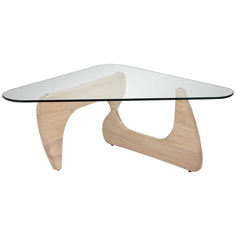 Image 1 Chloe 47 1/2 inch Wide Glass and Whitewash Wood Coffee Table