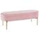 Chloe 48" Wide Pink Velvet and Gold Metal Storage Bench