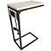 Chloe Aged Iron Base Driftwood Top C-Form Accent Table With USB Ports