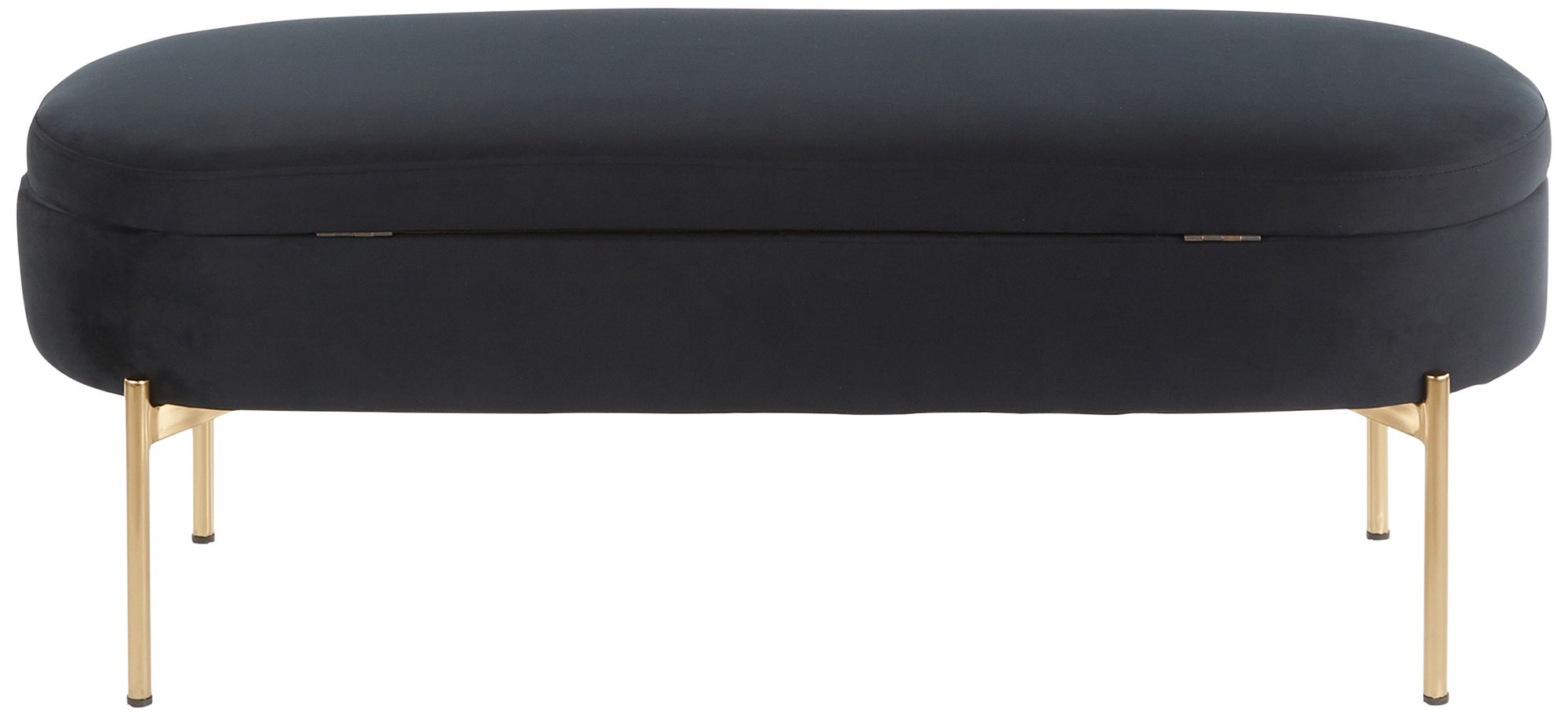 Chloe Black Velvet and Gold Metal Storage Bench 94V75 Lamps Plus