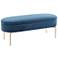 Chloe Blue Velvet and Gold Metal Storage Bench