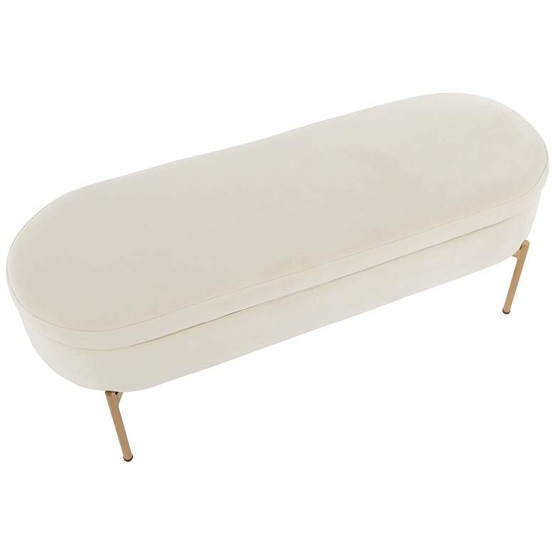 Image 7 Chloe Cream Velvet and Gold 48 inch Wide Modern Storage Bench more views