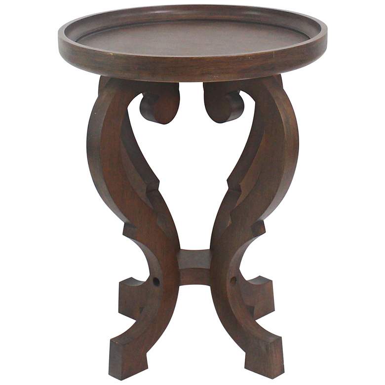 Image 1 Chloe Hand-Crafted Elm Wood Round Accent Side Table