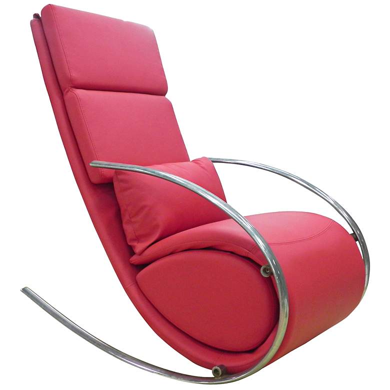 Image 1 Chloe Red Leatherette Rocker Chair and Ottoman