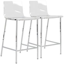 Chloe Set of 2 Acrylic and Chrome 26&quot; Counter Stools