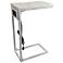 Chloe Whitewash C-Form Accent Table With USB Ports