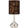 Chocolate Blossom Linen Giclee Droplet Table Lamp