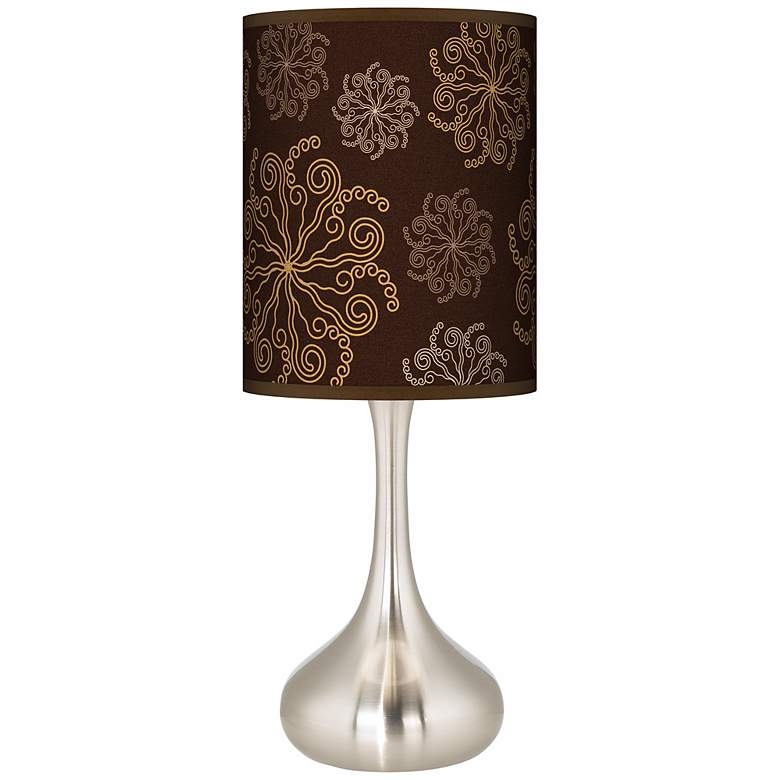 Image 1 Chocolate Blossom Linen Giclee Droplet Table Lamp