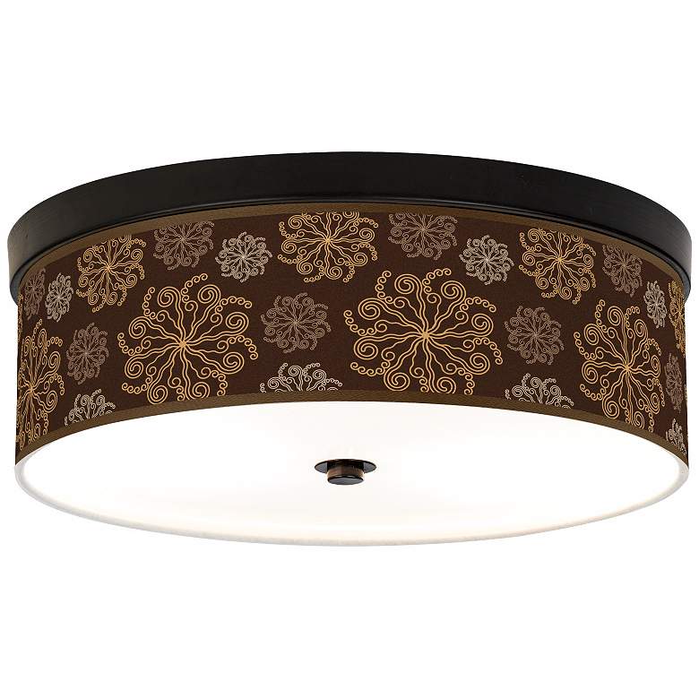 Image 1 Chocolate Blossom Linen Giclee Energy Efficient Ceiling Light