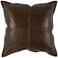 Chocolate Brown Leather 22" Square Throw Pillow