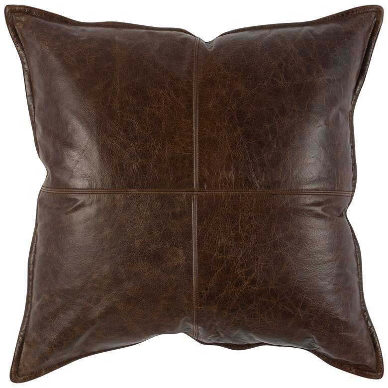 Image 1 Chocolate Brown Leather 22" Square Throw Pillow