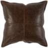 Chocolate Brown Leather 22" Square Throw Pillow