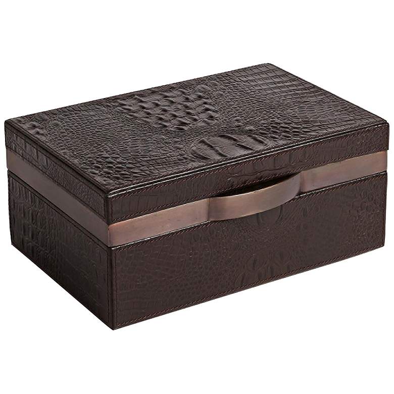 Image 1 Chocolate Crocodile Leather Decorative Box