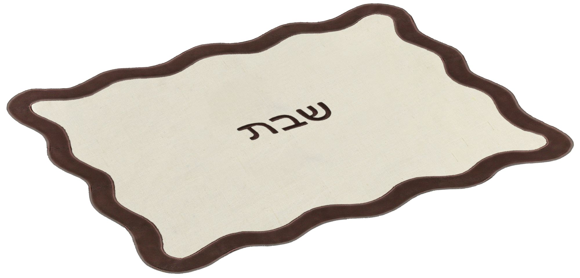 Image 2 Chocolate on Cream Organic Cotton / Linen Wavy Challah Cover more views